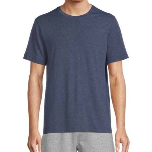 Men's Solid Blue Active T-Shirt ATHLETIC WORKS Short Sleeve Tri Blend Crewneck - Picture 2 of 10